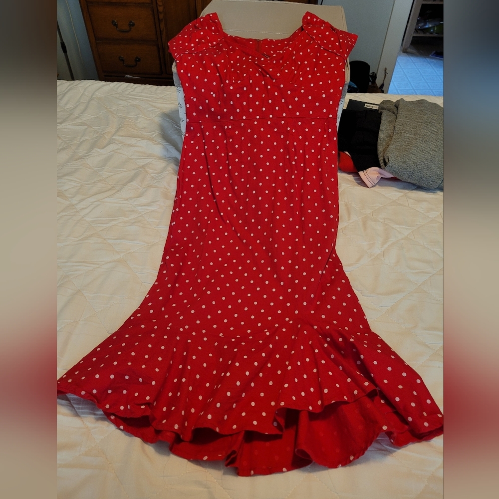 Red Polka Dot Midi Dress